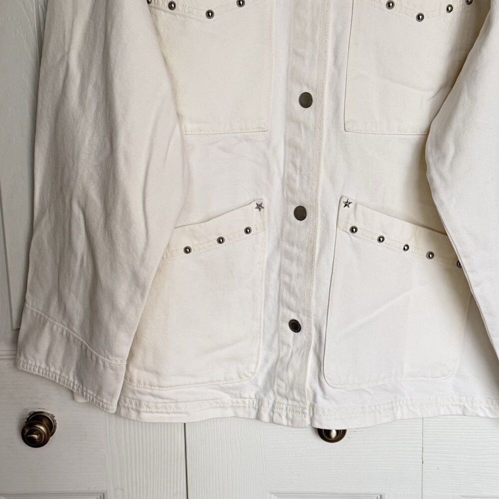 NWT Women's Studded Chore Denim Jacket - Universal Thread White Size L - Picture 11 of 17